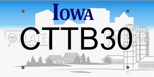 CTTB30 Iowa License Plate