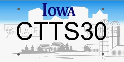 CTTS30 Iowa License Plate