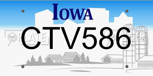 CTV586 Iowa License Plate
