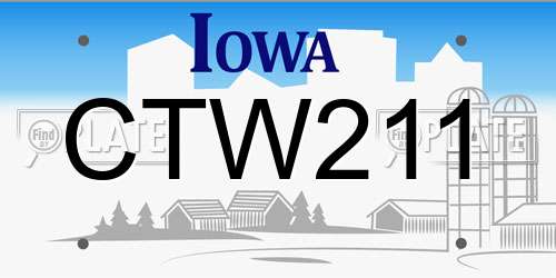 CTW211 Iowa License Plate