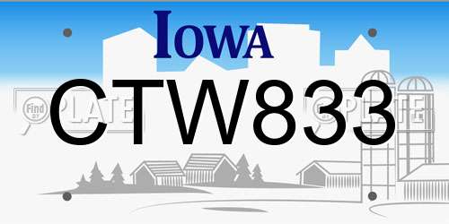 CTW833 Iowa License Plate