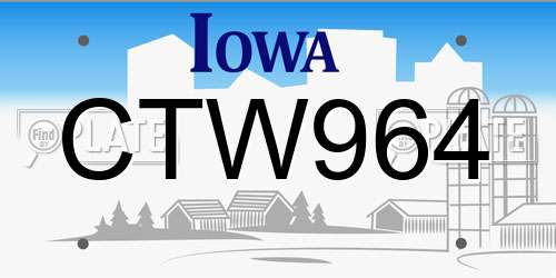 CTW964 Iowa License Plate