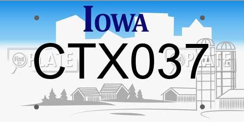 CTX037 Iowa License Plate
