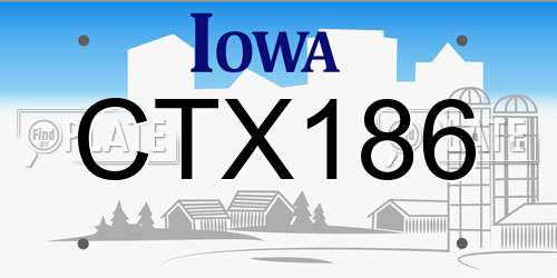 CTX186 Iowa License Plate