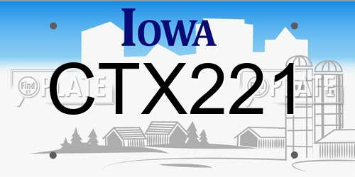 CTX221 Iowa License Plate