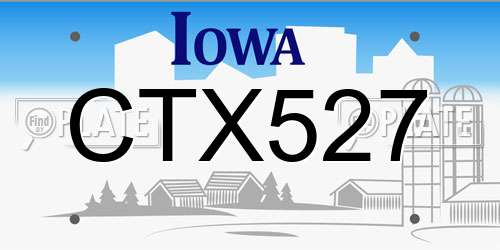 CTX527 Iowa License Plate
