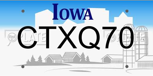 CTXQ70 Iowa License Plate