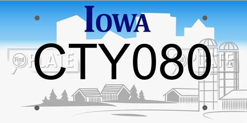 CTY080 Iowa License Plate