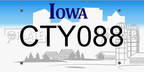 CTY088 Iowa License Plate