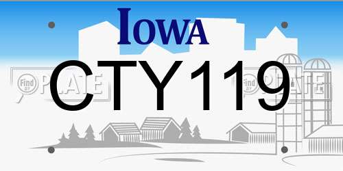 CTY119 Iowa License Plate