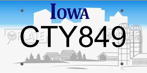 CTY849 Iowa License Plate