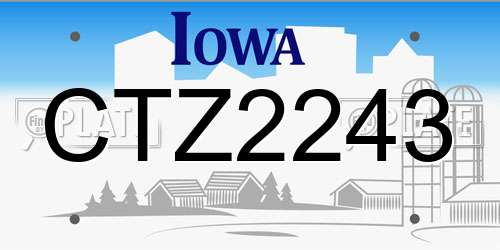 CTZ2243 Iowa License Plate