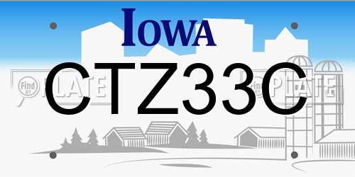CTZ33C Iowa License Plate