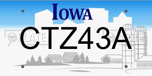 CTZ43A Iowa License Plate