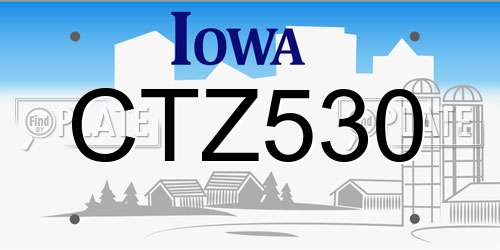CTZ530 Iowa License Plate