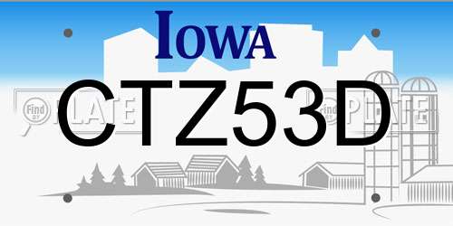 CTZ53D Iowa License Plate