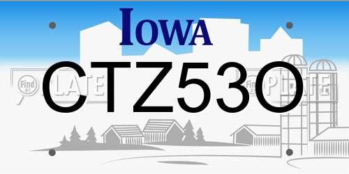 CTZ53O Iowa License Plate