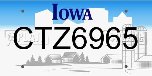 CTZ6965 Iowa License Plate