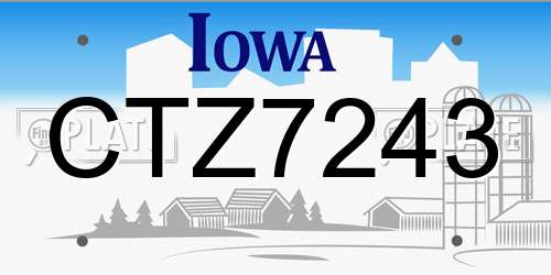 CTZ7243 Iowa License Plate