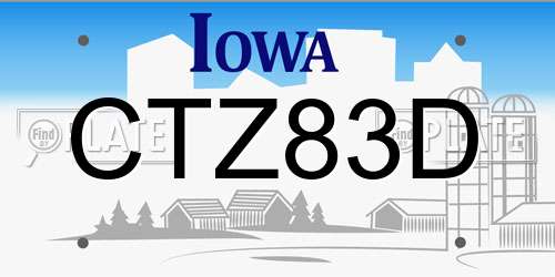 CTZ83D Iowa License Plate