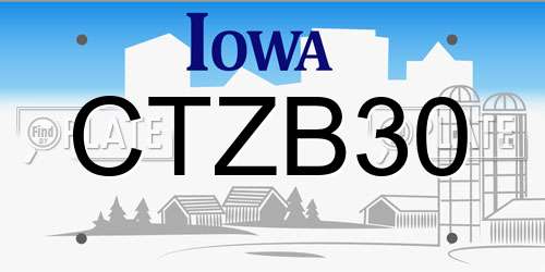 CTZB30 Iowa License Plate