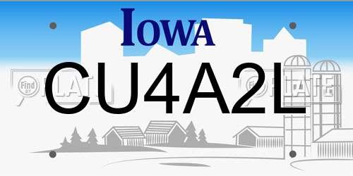 CU4A2L Iowa License Plate