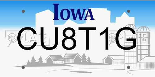 CU8T1G Iowa License Plate
