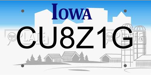 CU8Z1G Iowa License Plate