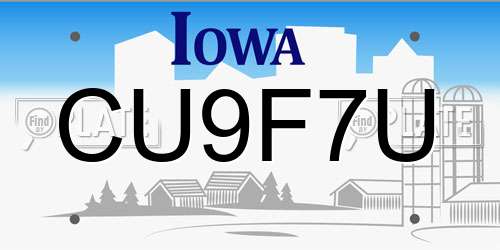 CU9F7U Iowa License Plate