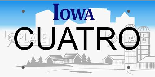 CUATRO Iowa License Plate