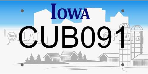 CUB091 Iowa License Plate