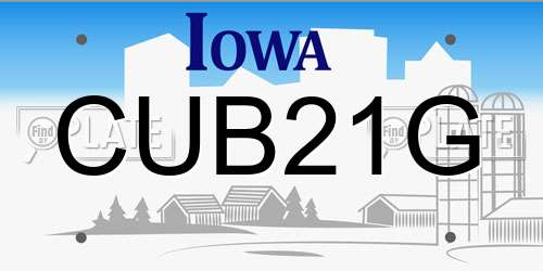 CUB21G Iowa License Plate