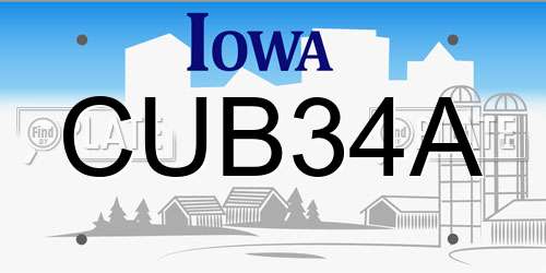 CUB34A Iowa License Plate