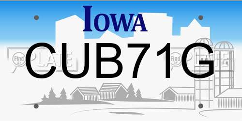 CUB71G Iowa License Plate