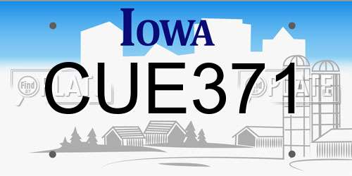 CUE371 Iowa License Plate