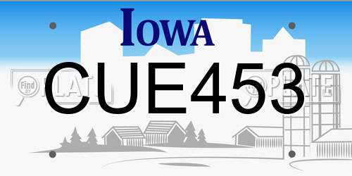 CUE453 Iowa License Plate