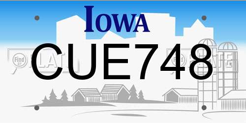 CUE748 Iowa License Plate