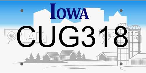 CUG318 Iowa License Plate