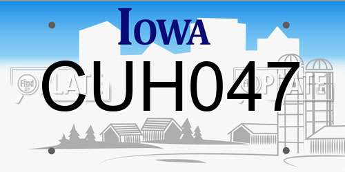 CUH047 Iowa License Plate