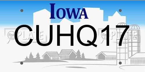 CUHQ17 Iowa License Plate