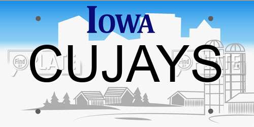 CUJAYS Iowa License Plate