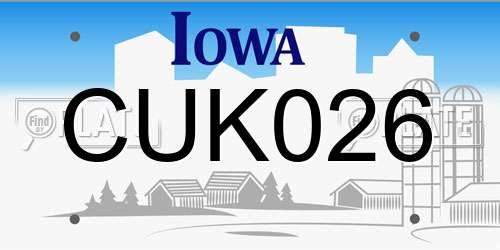 CUK026 Iowa License Plate