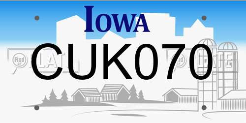 CUK070 Iowa License Plate