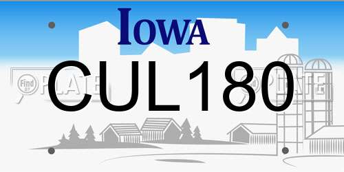 CUL180 Iowa License Plate