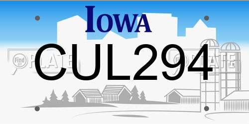 CUL294 Iowa License Plate