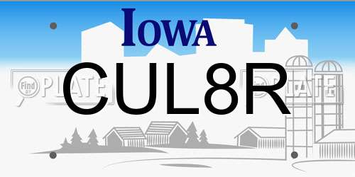 CUL8R Iowa License Plate