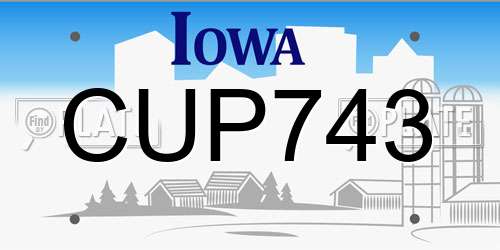 CUP743 Iowa License Plate