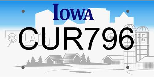 CUR796 Iowa License Plate