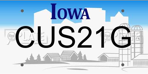 CUS21G Iowa License Plate