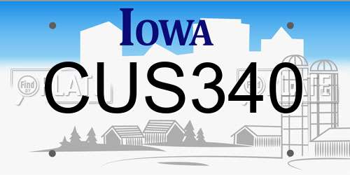 CUS340 Iowa License Plate
